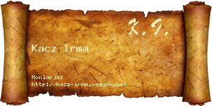 Kacz Irma névjegykártya
