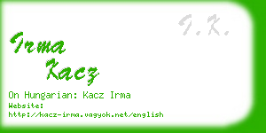 irma kacz business card